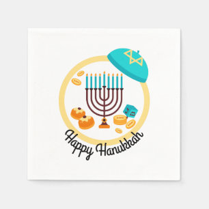 Colourful Hanukkah Party Napkin