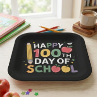 Colourful Happy 100th Day Of School Pencil Apple