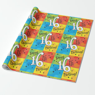 Colourful Happy 16th Birthday Wrapping Paper