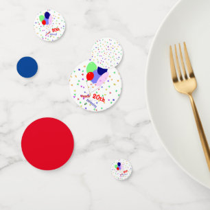 Colourful Happy 20th Birthday Balloons Confetti