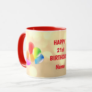 Colourful Happy 21st Birthday Personalised Mug