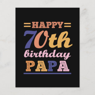 Colourful Happy 70th Birthday Papa Saying Quote Flyer