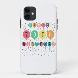 Colourful Happy 70th birthday with balloons iPhone 11 Case