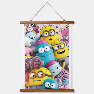 Colourful happy and funny faces with glasses hanging tapestry