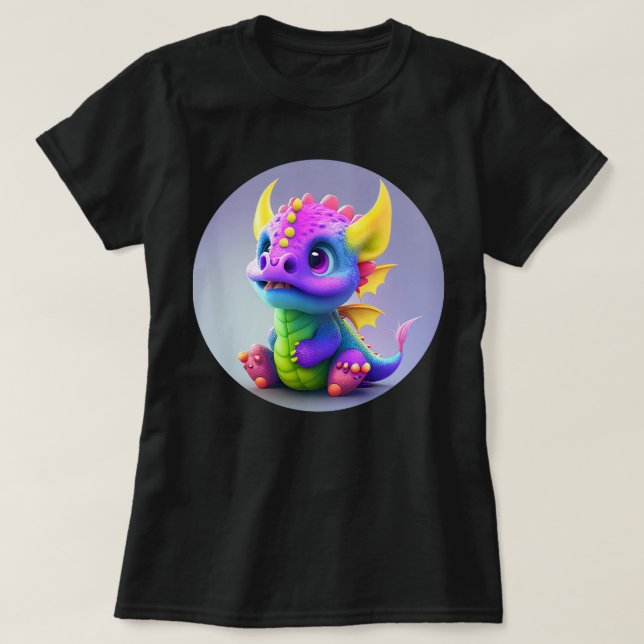 Colourful Happy Baby Dragon T-Shirt (Design Front)