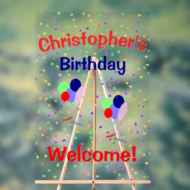 Colourful Happy Birthday Acrylic Sign (Neutral)