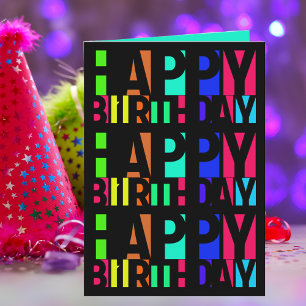 Colourful Happy Birthday and Many More Card