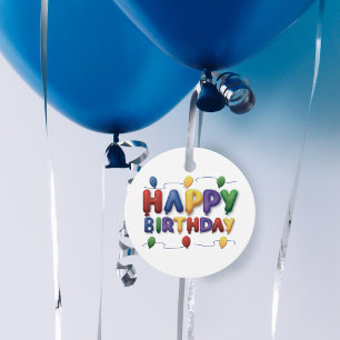 Colourful Happy Birthday Balloon Gift Tags