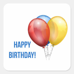 Colourful Happy Birthday Balloons Square Sticker