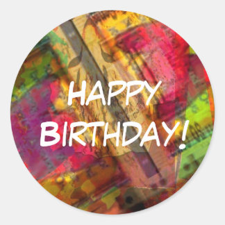 Colourful Happy Birthday Classic Round Sticker
