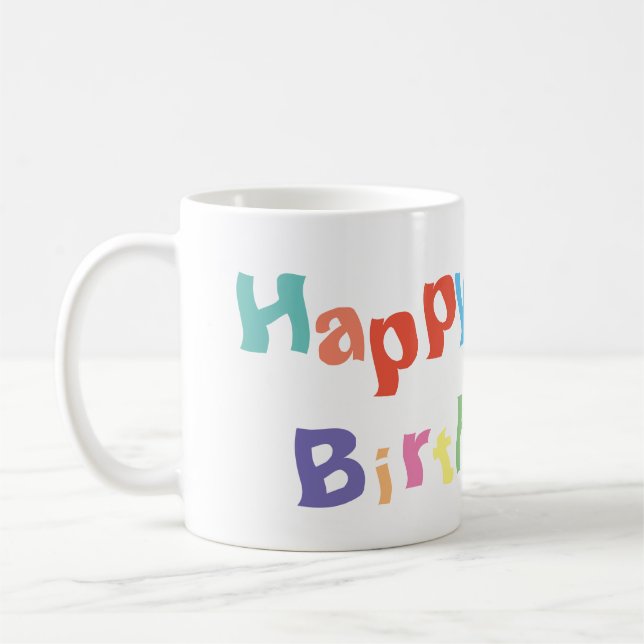 Colourful Happy Birthday Coffee Mug (Left)