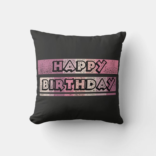 colourful happy birthday cushion (Front)