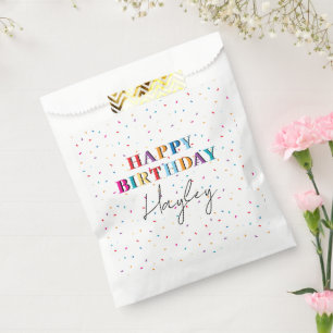 Colourful Happy Birthday Custom Name Confetti Favour Bag