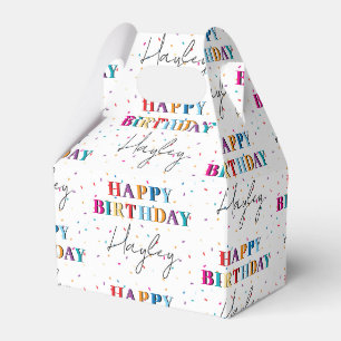 Colourful Happy Birthday Custom Name Confetti Favour Box