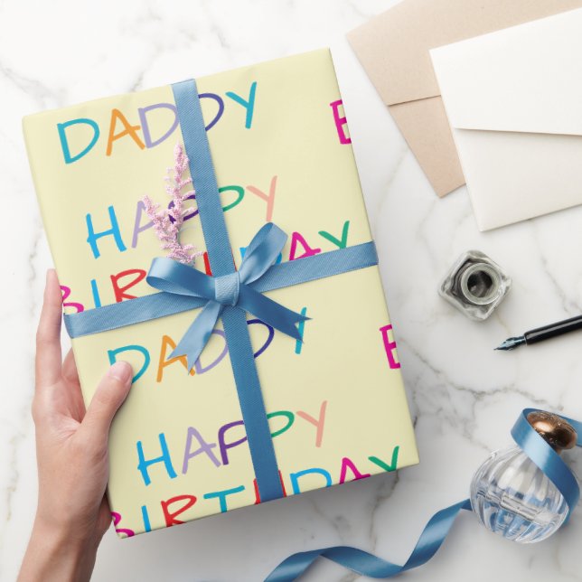 Colourful Happy Birthday Daddy - Fun & Bold Letter Wrapping Paper (Gifting)