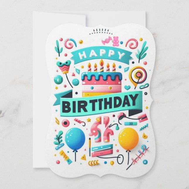 Colourful Happy Birthday Festive Balloons & Gifts (Front)