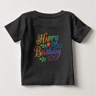 Colourful Happy Birthday Floral Baby T-Shirt