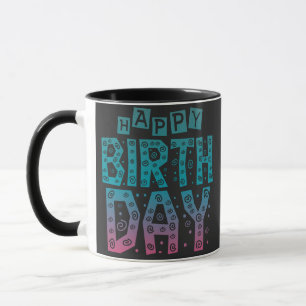 colourful happy birthday for all mug