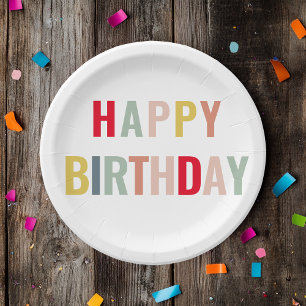 Colourful Happy Birthday  Paper Plate
