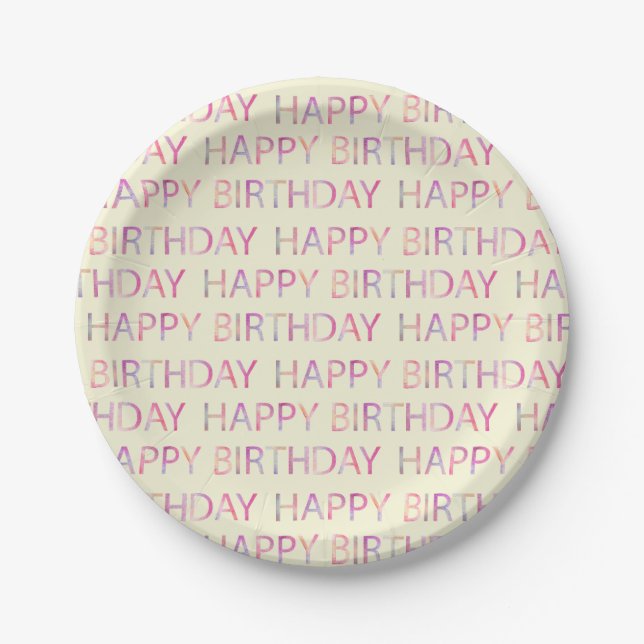 Colourful Happy Birthday Party Plates (Front)
