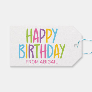 Colourful Happy Birthday Personalised Gift Tags