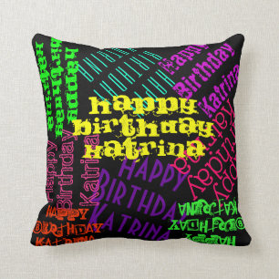 Colourful Happy Birthday Pillow Personalised