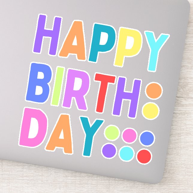Colourful Happy Birthday Removeable Wall Decals (Detail)