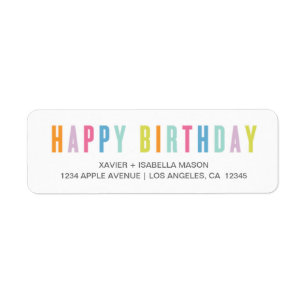 Colourful Happy Birthday Return Address Label