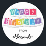Colourful Happy Birthday Stickers for Gifts<br><div class="desc">These colourful Happy Birthday stickers are the perfect way to tag birthday gifts. Suitable for any age with a colourful polaroid design,  the words "happy birthday" and a personalised name.</div>