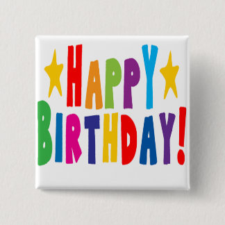Colourful Happy Birthday Text 15 Cm Square Badge