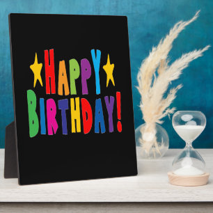 Colourful Happy Birthday Text Plaque