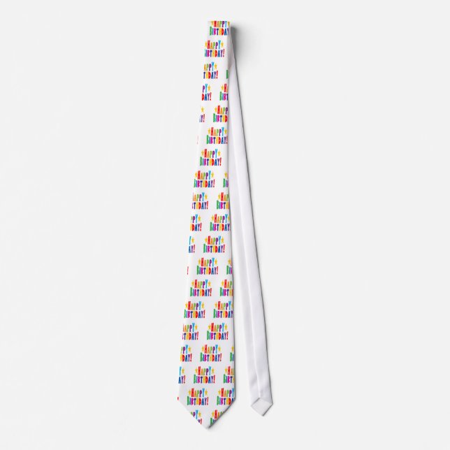 Colourful Happy Birthday Text Tie (Front)