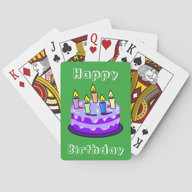Colourful Happy Birthday Trendy Playing Cards (Back)
