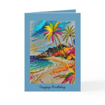 Colourful Happy birthday Tropical customisable 