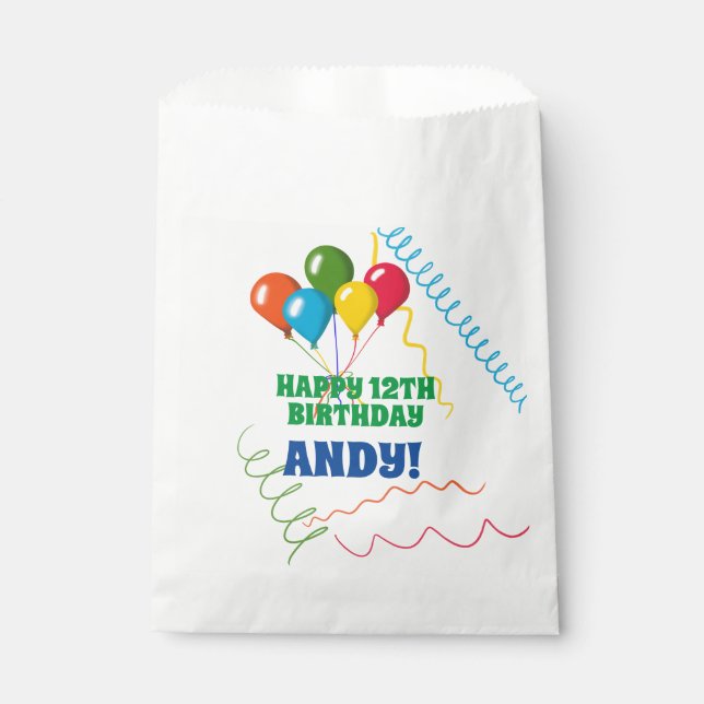 Colourful Happy Birthday with Balloons Favour Bag (Front)