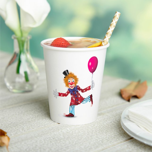 Colourful Happy Clown with Balloon Fun Circus  Paper Cups (Creator Uploaded)