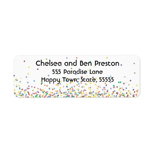 Colourful Happy Confetti Return Address Label