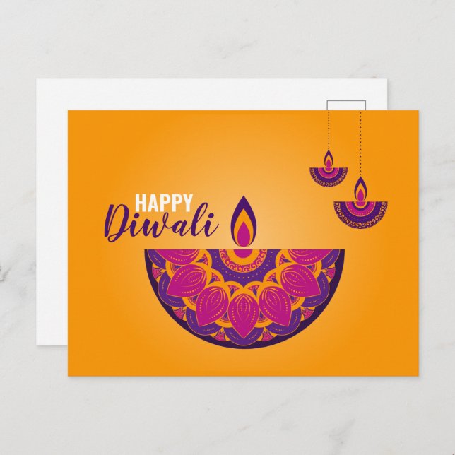 Colourful Happy Diwali  Postcard (Front/Back)