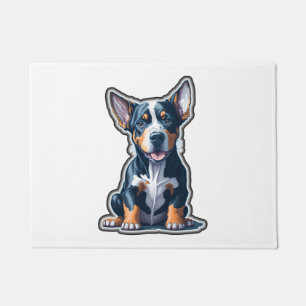 Colourful Happy Doberman Puppy Doormat