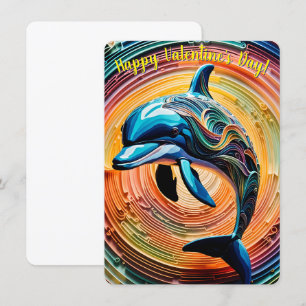 Colourful Happy Dolphin Valentines Day