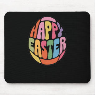 Colourful Happy Easter Egg - Funky Font Sticker Mouse Pad
