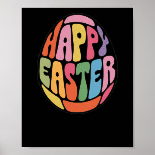 Colourful Happy Easter Egg - Funky Font Sticker Poster
