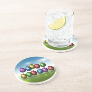 Colourful Happy Easter Eggs Coaster