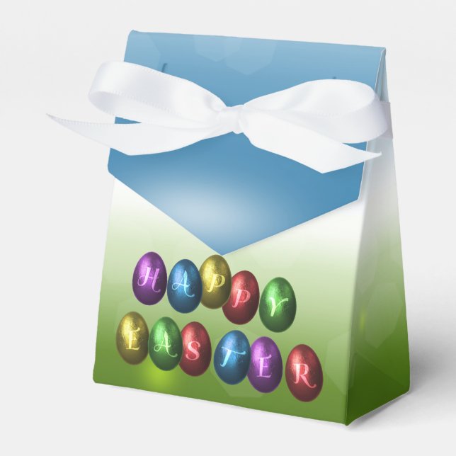 Colourful Happy Easter Eggs Favour Box (Front Side)