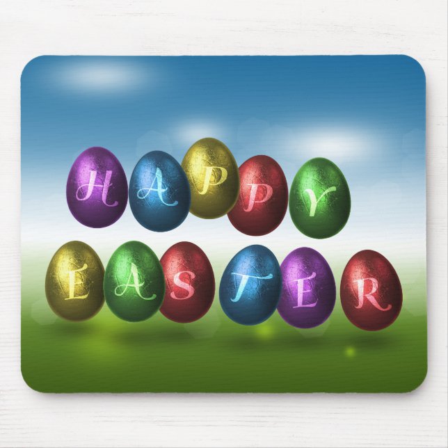 Colourful Happy Easter Eggs Mouse Pad (Front)