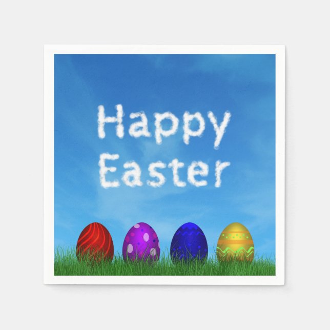 Colourful Happy Easter Eggs Napkin (Front)