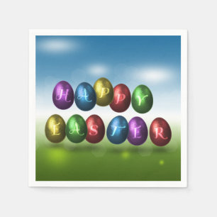 Colourful Happy Easter Eggs Napkin