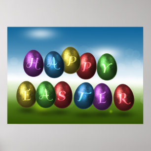 Colourful Happy Easter Eggs Poster