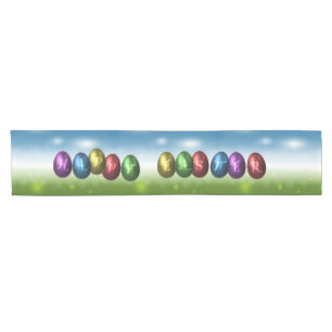 Colourful Happy Easter Eggs Short Table Runner