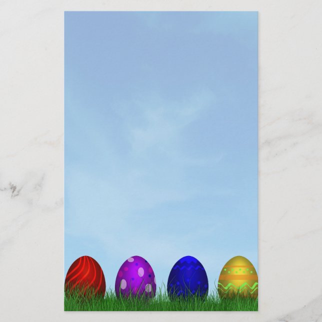 Colourful Happy Easter Eggs Stationery (Front)